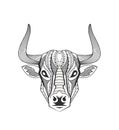 Detailed bull head art. Polygonal tribal patterned head